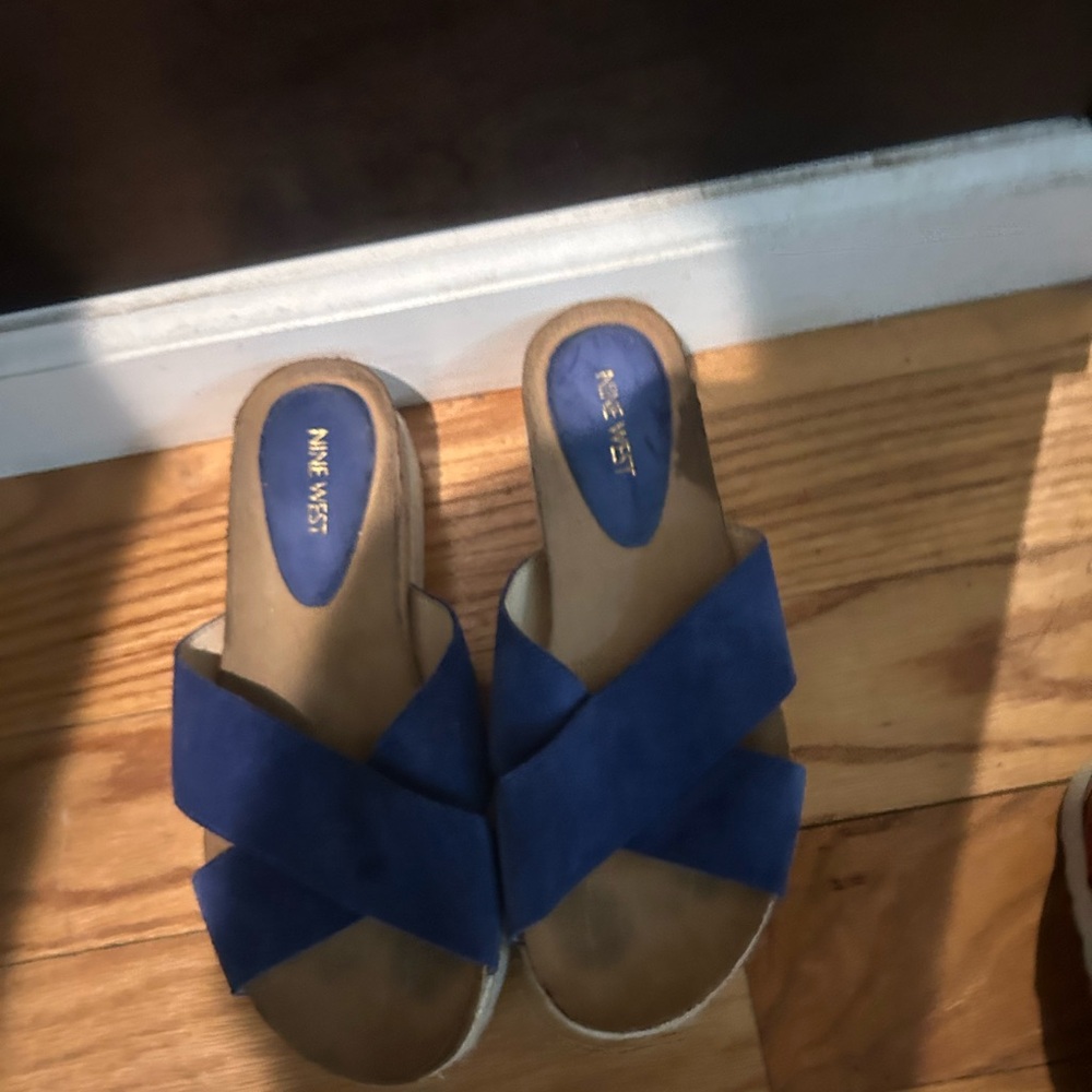 Nine West Royal Blue Slide Sandals